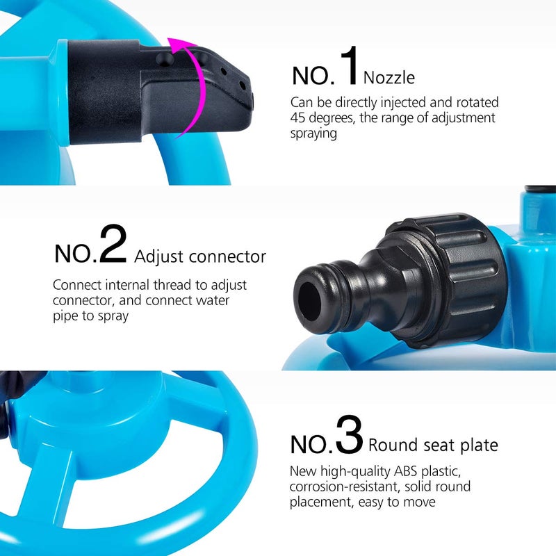 Kadaon Lawn Sprinkler Automatic Garden Water Sprinklers Lawn Irrigation System Large Area Coverage Rotation 360 Degree - Image 5